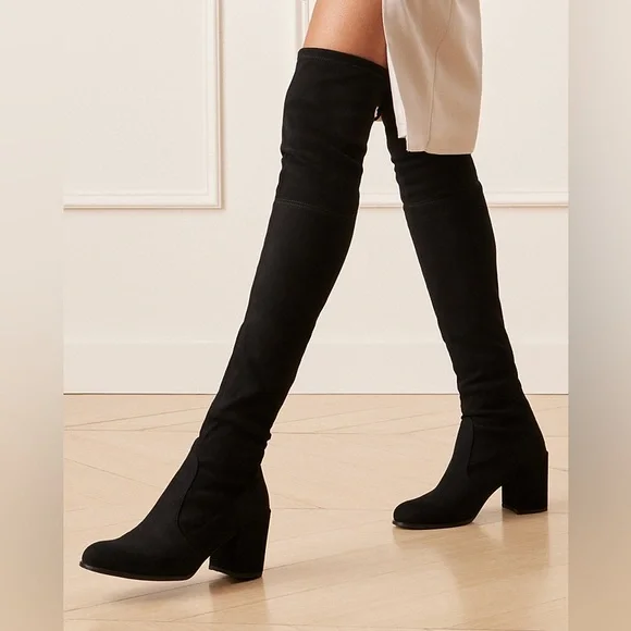 Stuart Weitzman Tieland Over-The-Knee Black Suede Boots - Picture 7 of 11